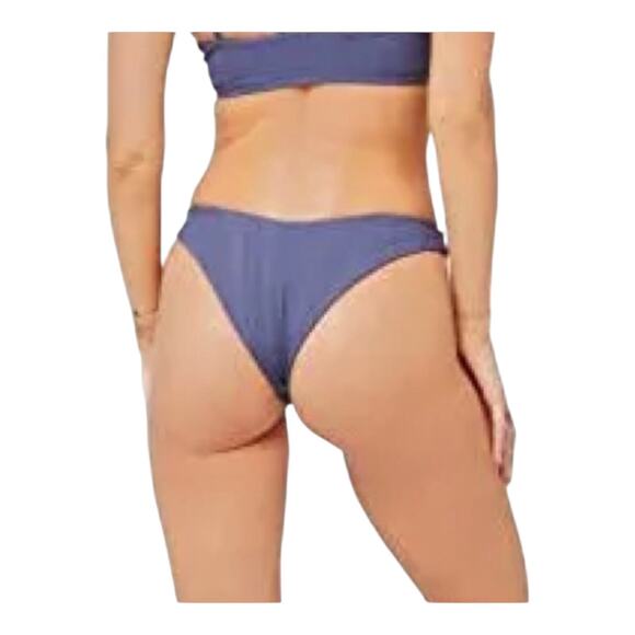 LSpace By Monica Wise Bitsy Cut Pointelle Rib Cabana Bottom Slate Purple NWT - Picture 2 of 10